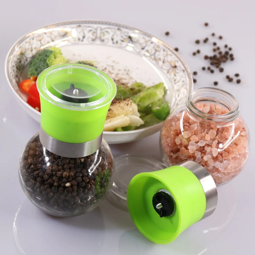 Cheap Stocked Round Glass Salt and Pepper Grinder With Adjustable Coarseness