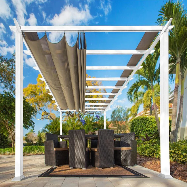 
Cheap and Elegant Retractable Powder Coating Backyard Terrace Patio Accordion Shutter Louver Bioclimatic Aluminum Pergola Price 