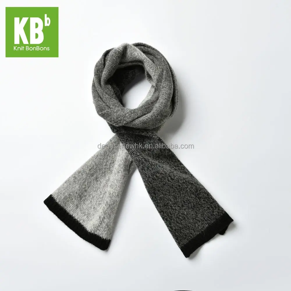 Fashion Custom Made 100% Lambswool Funky Winter Adult Knitted Scarf Muffler- Grey