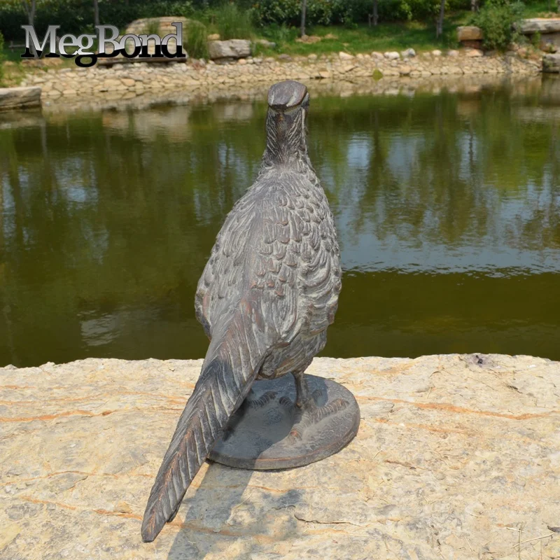 Pheasant Figurine Home Decor, Big Bird Statue Animal Sculptures Figures Bronze Mid-Century Modern Art