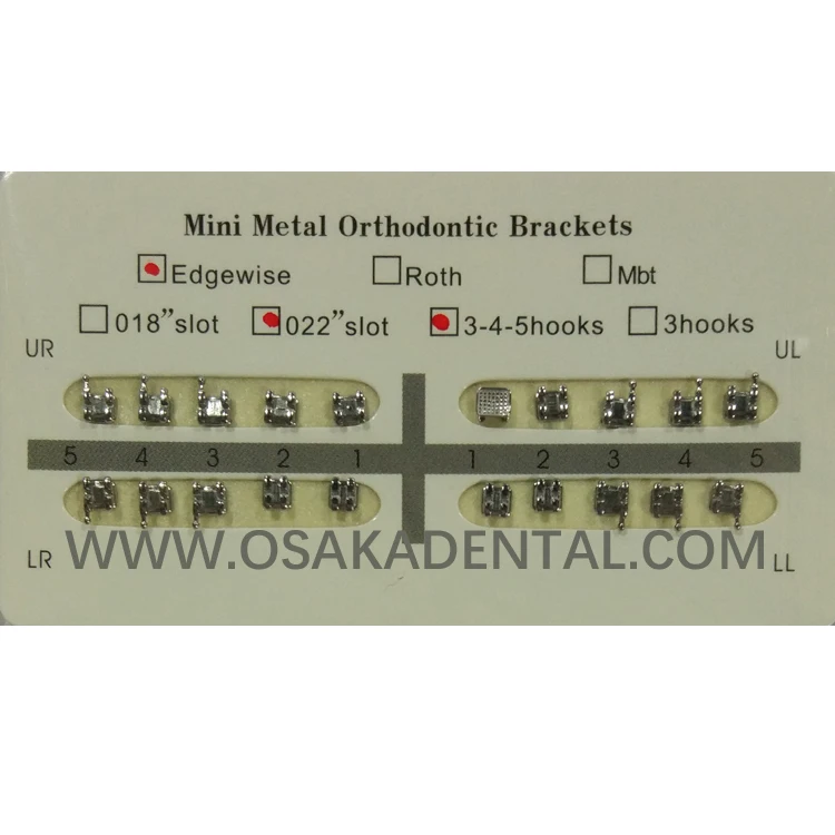 Кронштейн Edgwise 022 /018 3 с крючком или 345 с крючком или без крючка, мини ортодонтический кронштейн Roth mesh base MBT, Bondable Edgwise