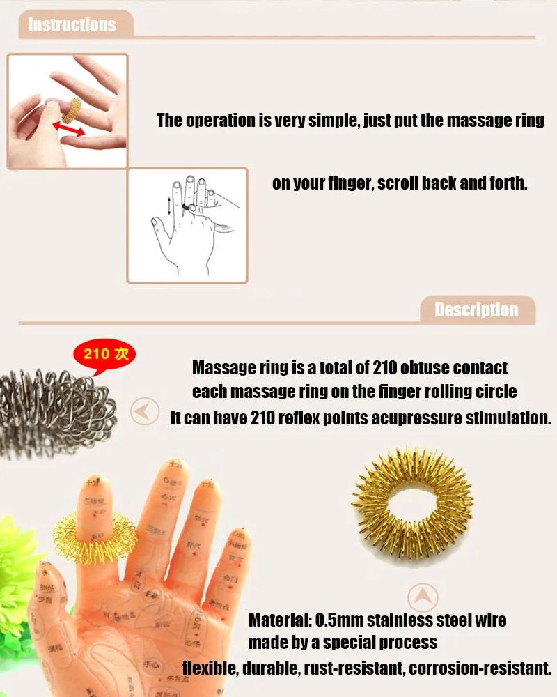 
Hot Sale Finger Massage Ring Acupuncture Ring Health Care Body Massager Relax Hand Massage Finger lose Weight 