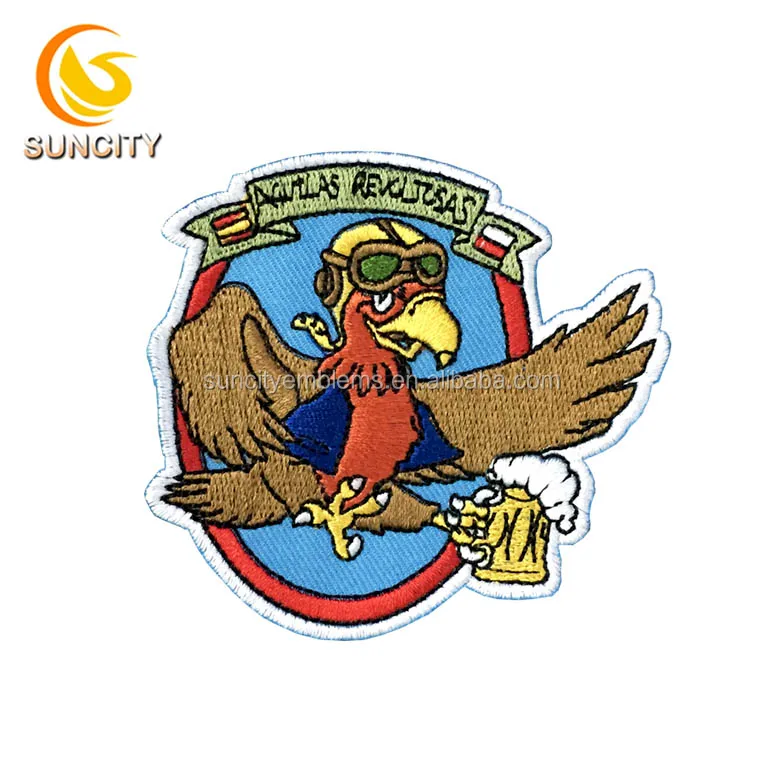 Hotsale Customized Motorcycle club patch with self adhesive laser cut border embroidery patch