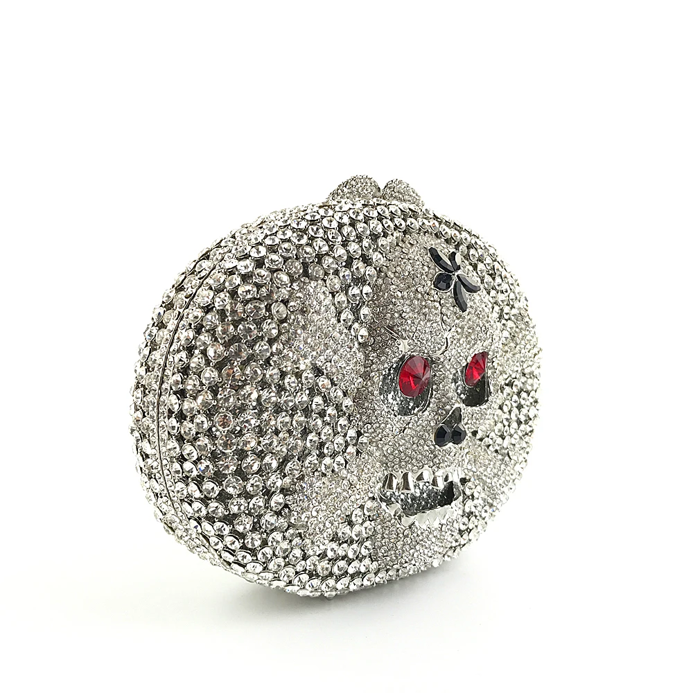 
Popular handmade skull pattern women crystal clutch purse OC3680 