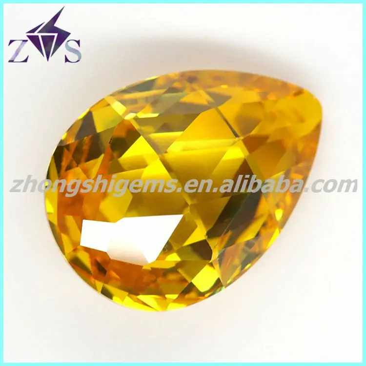 Pear shape cz gemstones yellow color jewelry beads