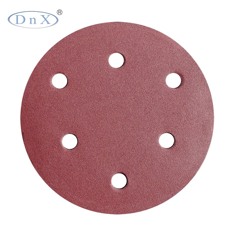 5 Inch  6 Holes Garnet Sand Paper Hook and Loop  Sanding Disc Sandpaper Discs for Grinding Wood