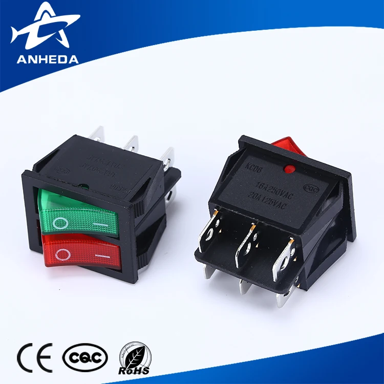 hot sale taiheng KCD4 6pin illuminated rocker switch wiring diagram