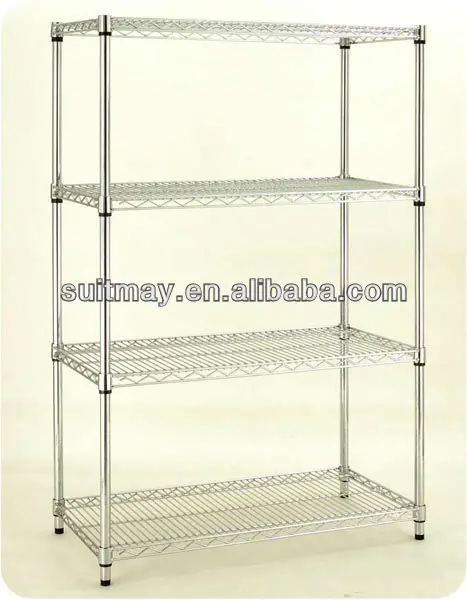 Chrome-Plated Wire Shelving Cart ESD Push Cart Wire Shelf Rack