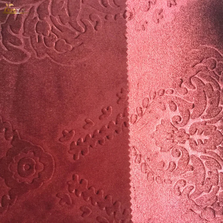 
China knitting shiny 100% polyester customized design emboss Velvet fabric for upholstery 
