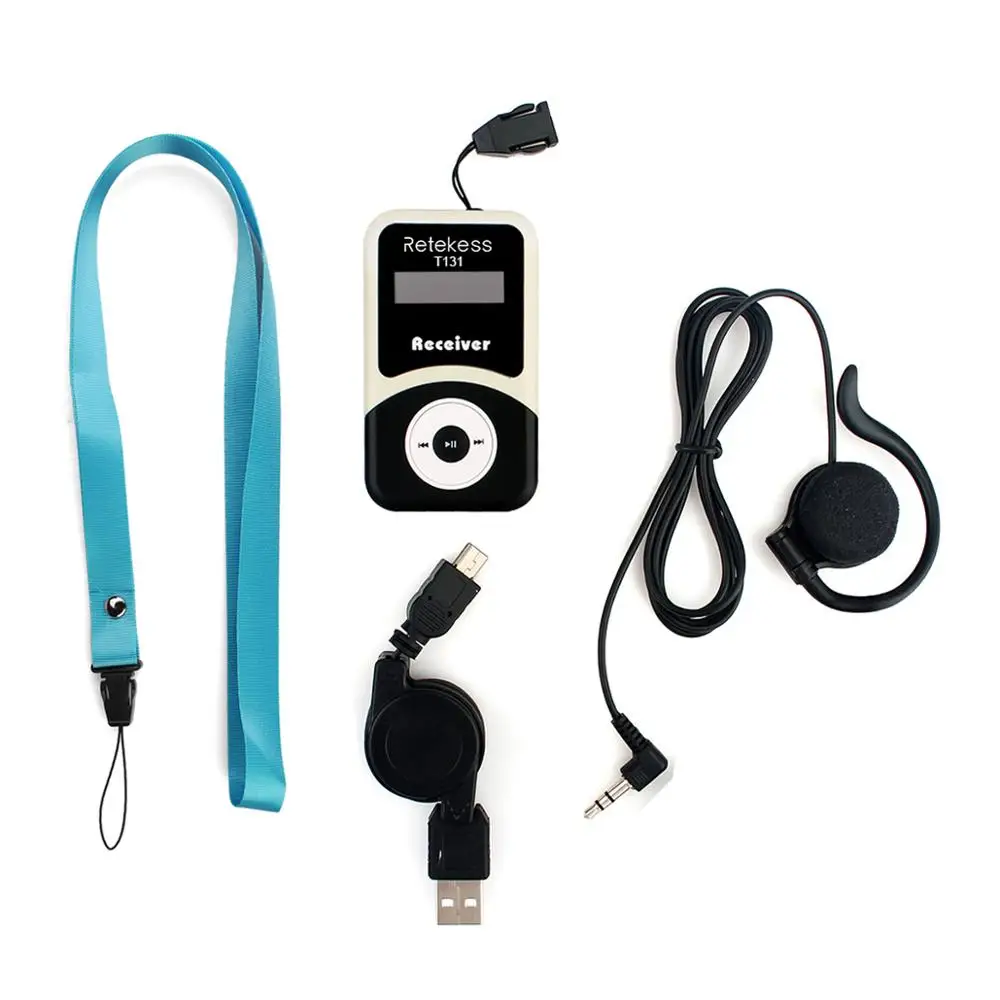 Portable Wireless Receiver for Tour Guide system Simultaneous Translation Meeting Church Retekess T131