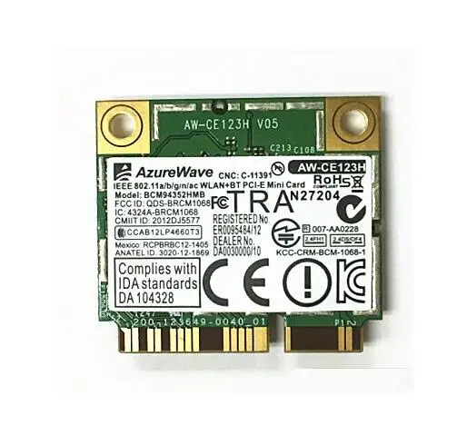 AzureWave BCM94352HMB BCM94352 802,11/ac 867 Мбит/с wifi половинная мини PCI-E DW1550 беспроводная карта