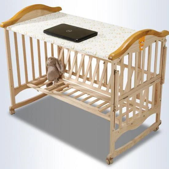 European style solid wooden baby crib/Handmade baby crib