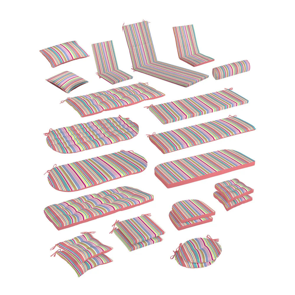 High colorfastness All weather Waterproof Multi striped Sun Lounger Cushion