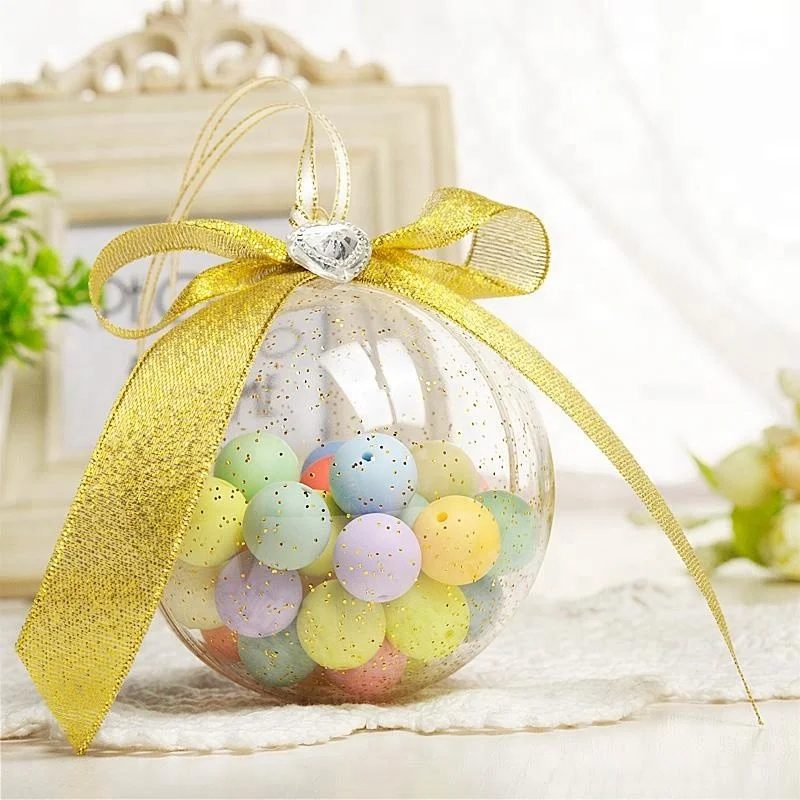 Hot selling gold powder box shiny for custom bow plastic candy box for wedding