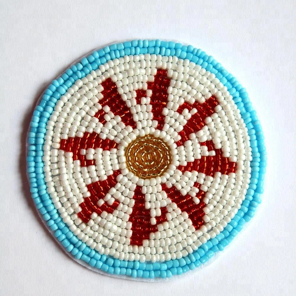 Handmade Custom Design Bead Flower Patch Beaded Patches Applique No Minimum Order