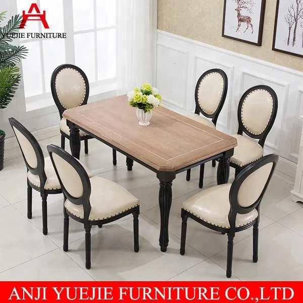 
European Style Wooden Dining Table And Chairs Set 