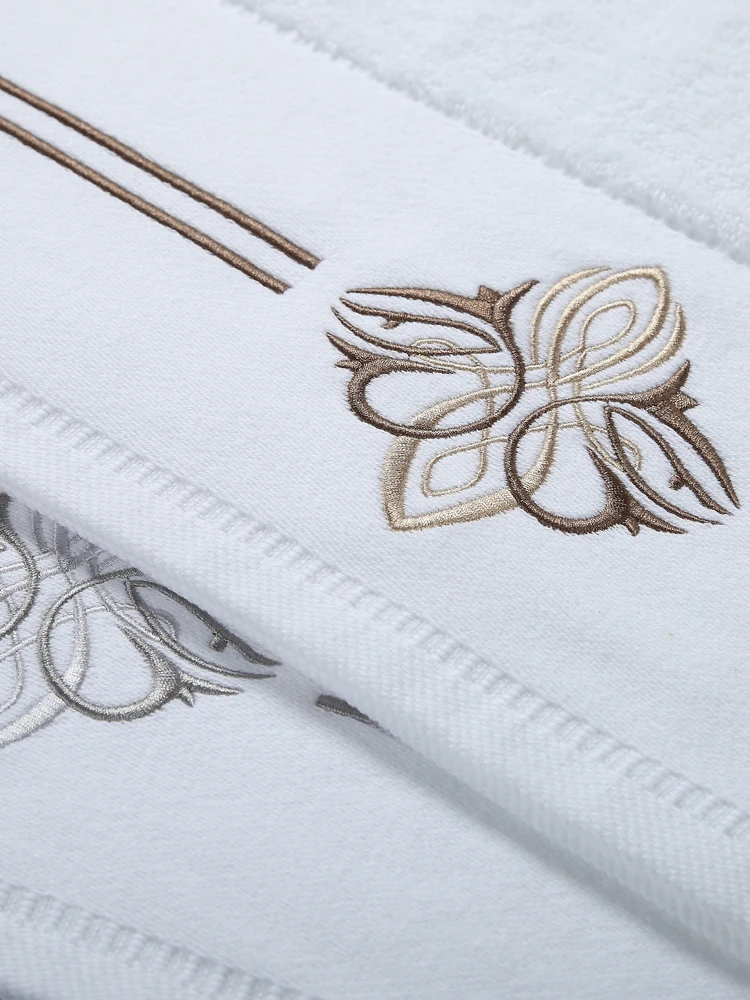16S Cotton Luxury Hotel Home Wedding Used Embroidery Towel Face Cloth Hand Towel Bath Towel Set