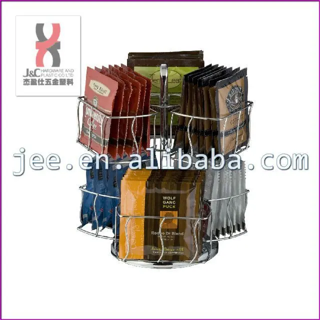 Cafe Coffee Capsule Carousel Display Holder/Countertop Revolving Coffee Tea Bags Display Storage Rack