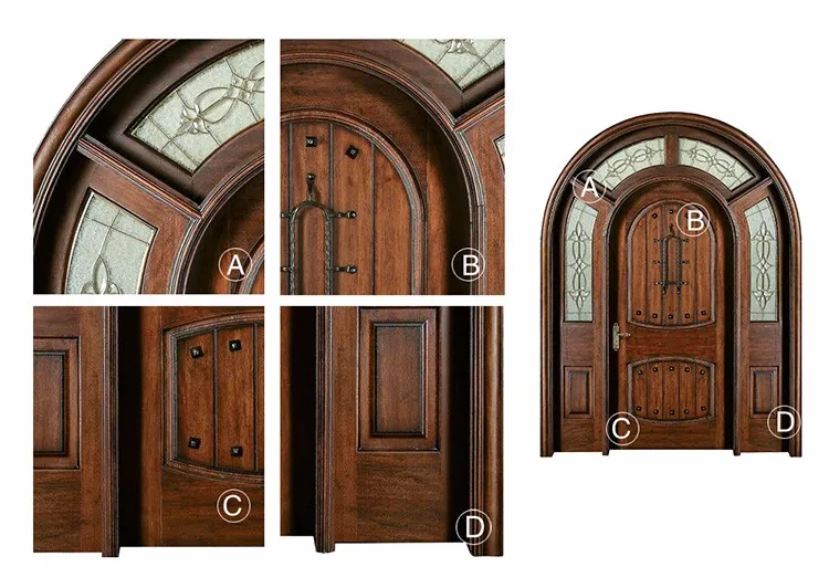 Traditional Indian Kerala arch wrought iron wooden main front door design
