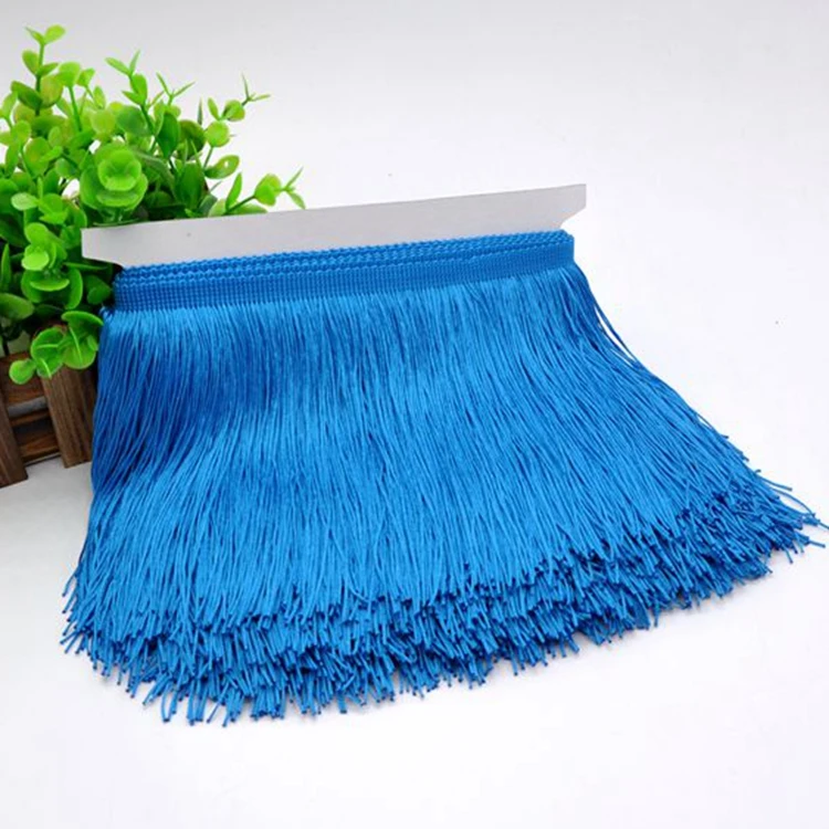 Wholesale More Colors 15CM Polyester Silk Fringe Trimming two way color tassel fringe for dances dress fringe
