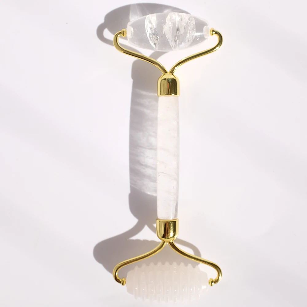 Clear Quartz Jade Roller and White nephrite Gua sha for facial massage