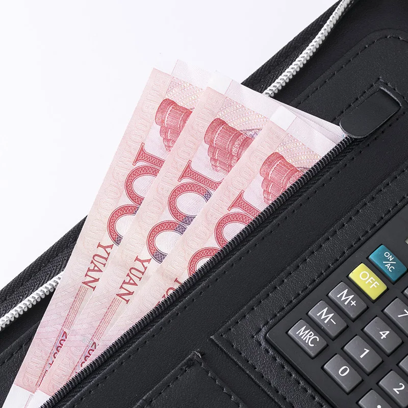 loose leaf zipper notebook pouch custom  a5a6 portable notepad notes calculator faux leather linen journal  diary day planner