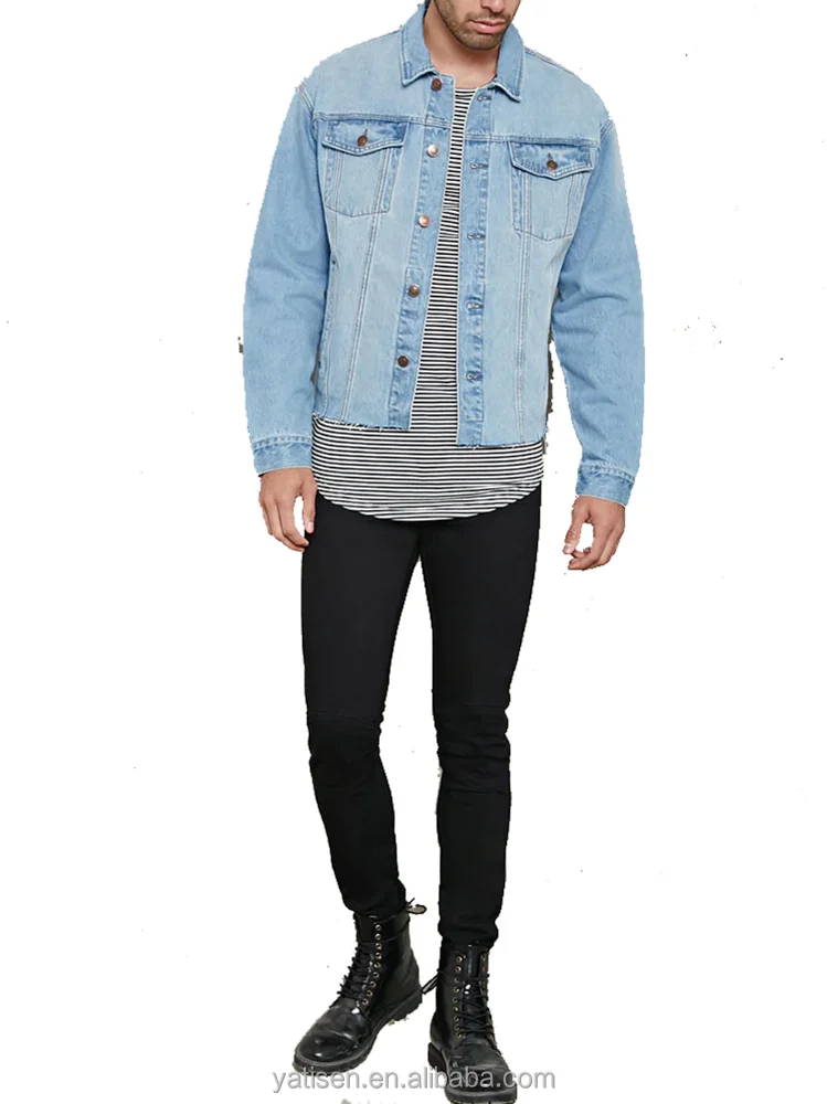 new Long Sleeve Metal Button Plain Unisex cotton Denim Jacket for men
