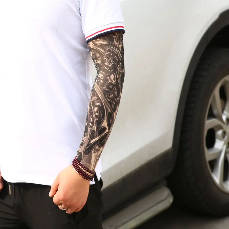 
Temporary Tattoo Sleeve Men Women Arm Warmer Designs Summer Sunscreen Arm Sleeves Cover Tattoos Sun UV Protection Elastic 