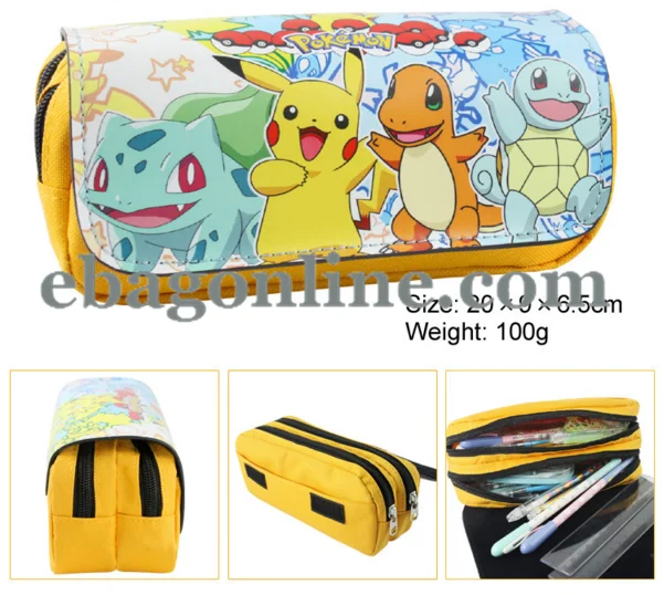 
New Pattern Anime Pokemon Large Capacity Pen Case Bag Stationery Pencil Pouch Purse 