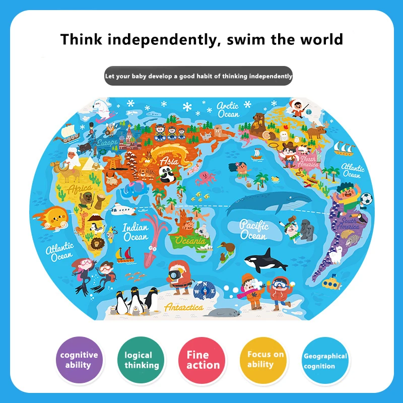 
Toi Classic Puzzle 80Pcs World Map Educational Toy Interesting Wood Jigsaw Puzzles For Children 