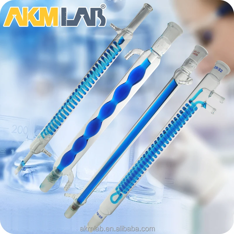AKMLAB Laboratory Glass Liebig Condenser/Allihn Bulbed Condenser/Graham condenser