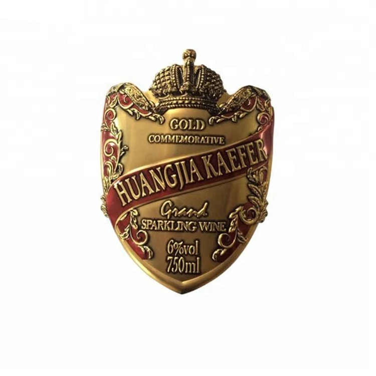 
Various style deluxe personalize private custom gold metal emboss wine label 