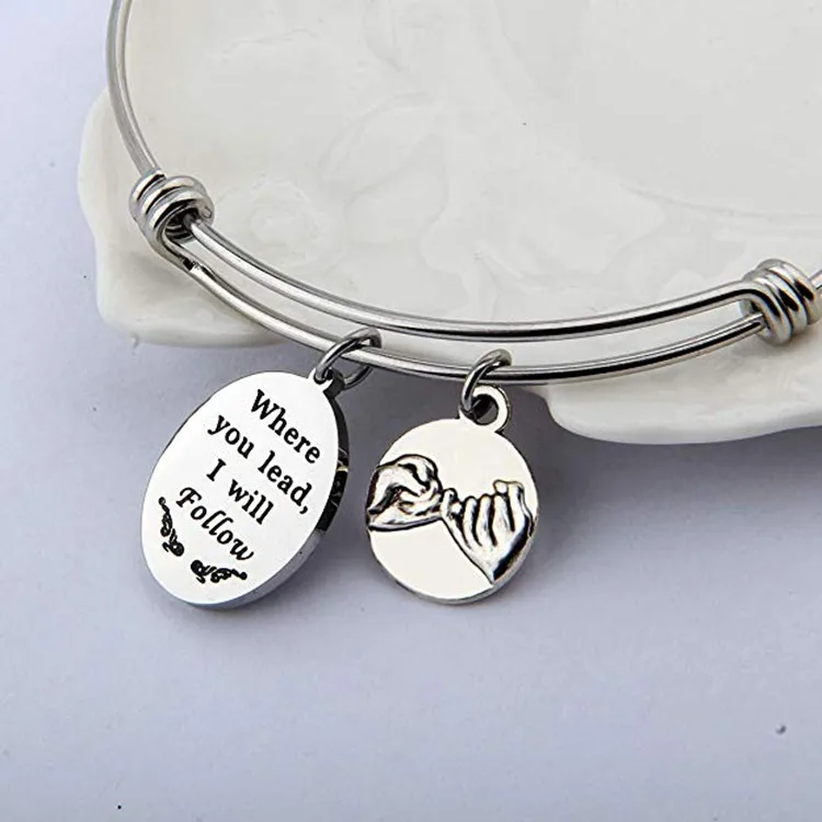 Gilmore Girls Mother Daughter gift Bracelet pinky promiss Where You Lead I Will Follow Friendship bracelet