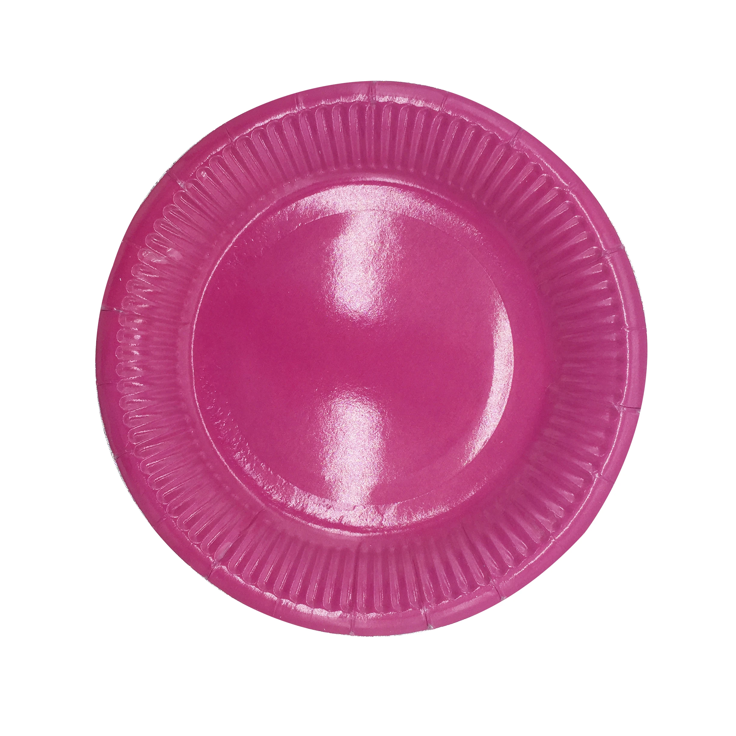 Wholesale Stocked Single Color Disposable Paper Party Plate Factory For Birthday Thanksgiving 250 Gsm DIY Paper Plates