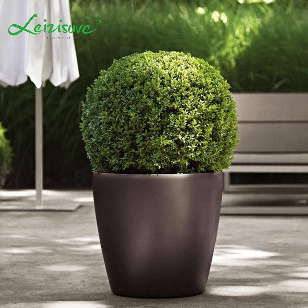 Outdoor smart ornamental big size resin fiberglass white glaze baking finishing lazy hydroponics flowerpot planter