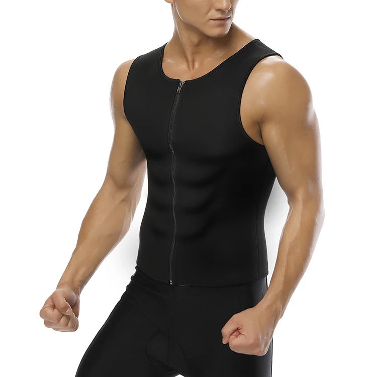 Men Waist Trainer Vest For Weight Loss Hot Neoprene Body Shaper Zipper Sauna Tank Top Workout Shirt