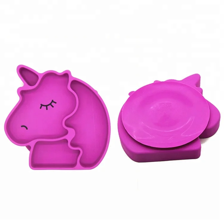 
Waterproof Food Grade Unicorn Silicone Baby Placemat 100% Silicone Baby Suction Grip Dish Plate 