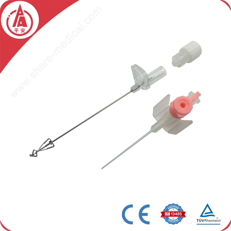 Safety IV catheter IV cannula with injection port and needlestick protection