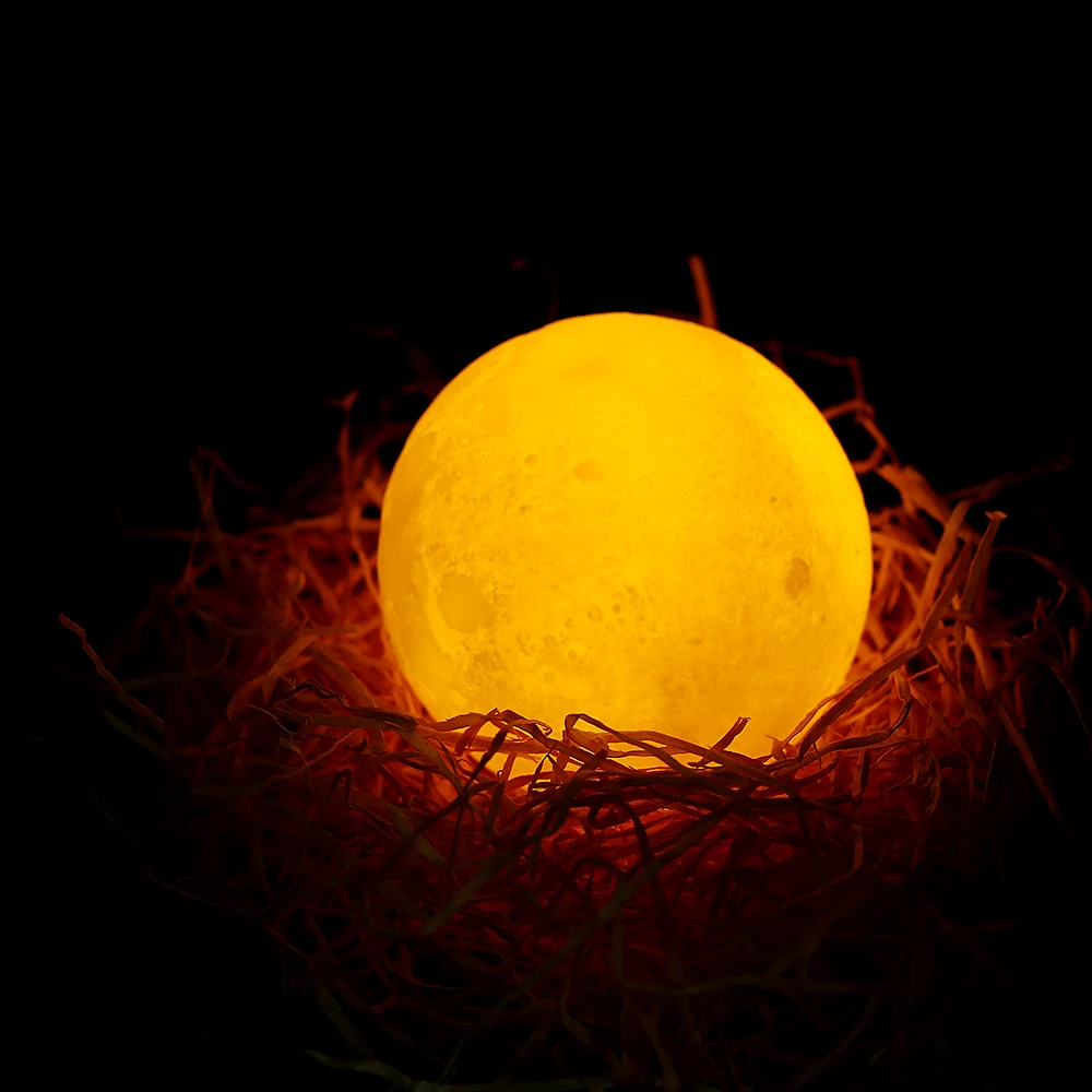 Moon Light - 3d Printing Light - Moon Lamp 3d - Warm and White Touch Control Brightness with USB Charging