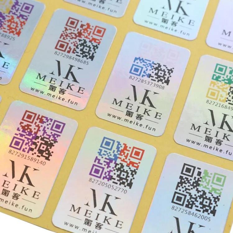 Manufacture Custom Water Resistant Hologram QR Code Serial Number Barcode Security Silver PET Label
