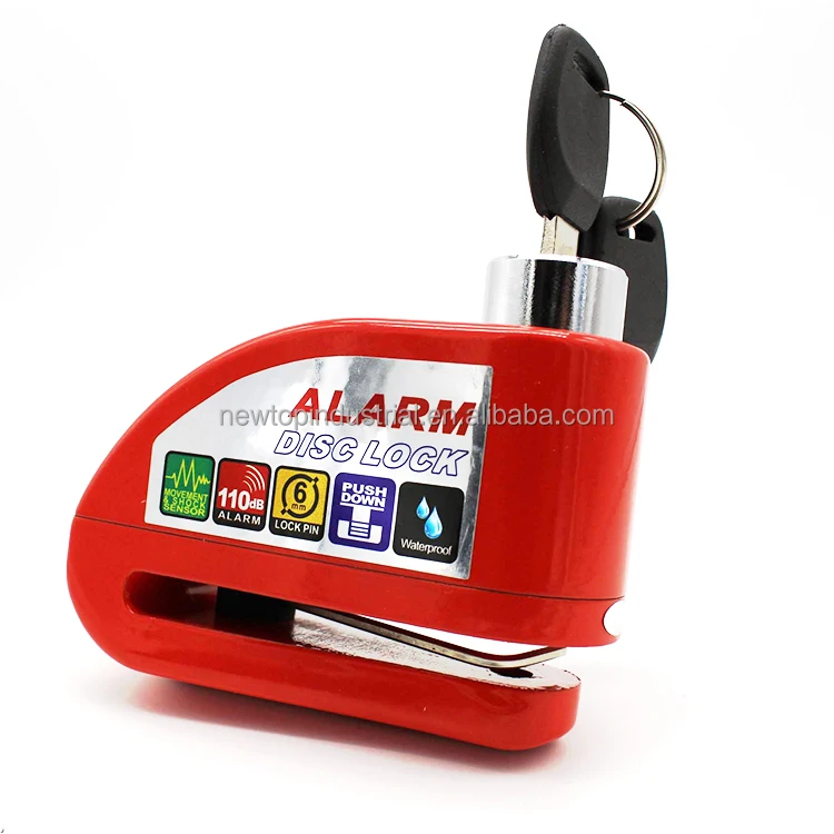 Wholesale red alarm disc lock siren padlock alert lock for motorbike or bicycle