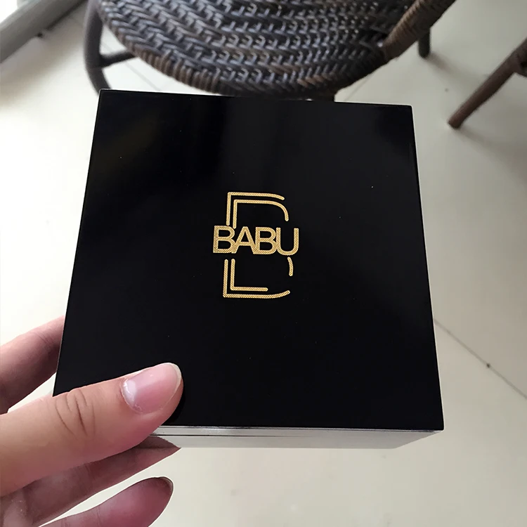 Деревянная подарочная упаковочная коробка с логотипом на заказ, черная деревянная коробка с полированной поверхностью