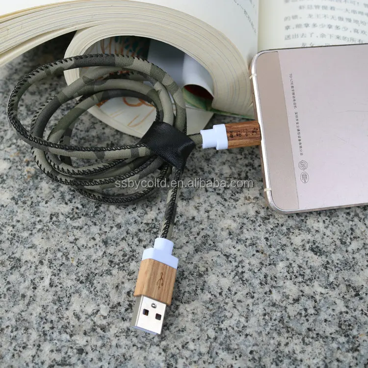 
Wholesale Wooden Micro Usb Mobile Data Cable For Phone Charging 