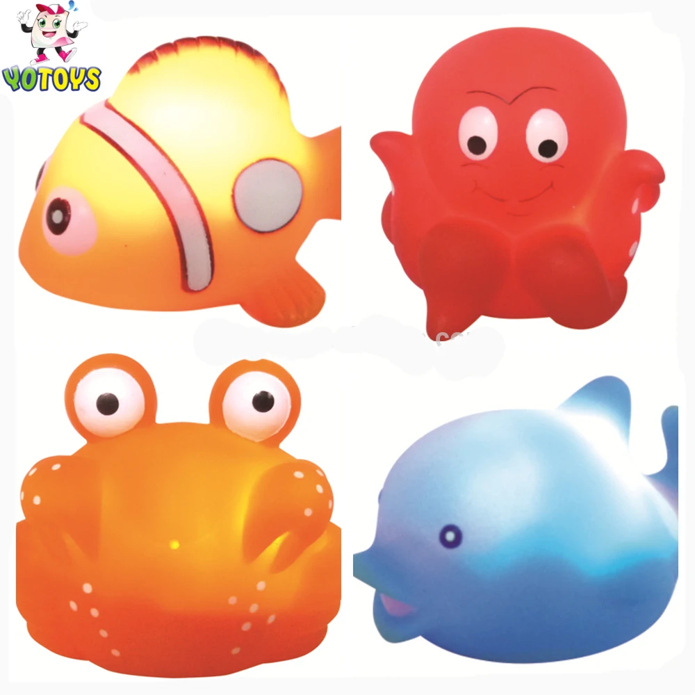  brinquedos Rubber duck PVC Vinyl Animals Lovely Sea Animal Glow LED Night Light up bath Toys for