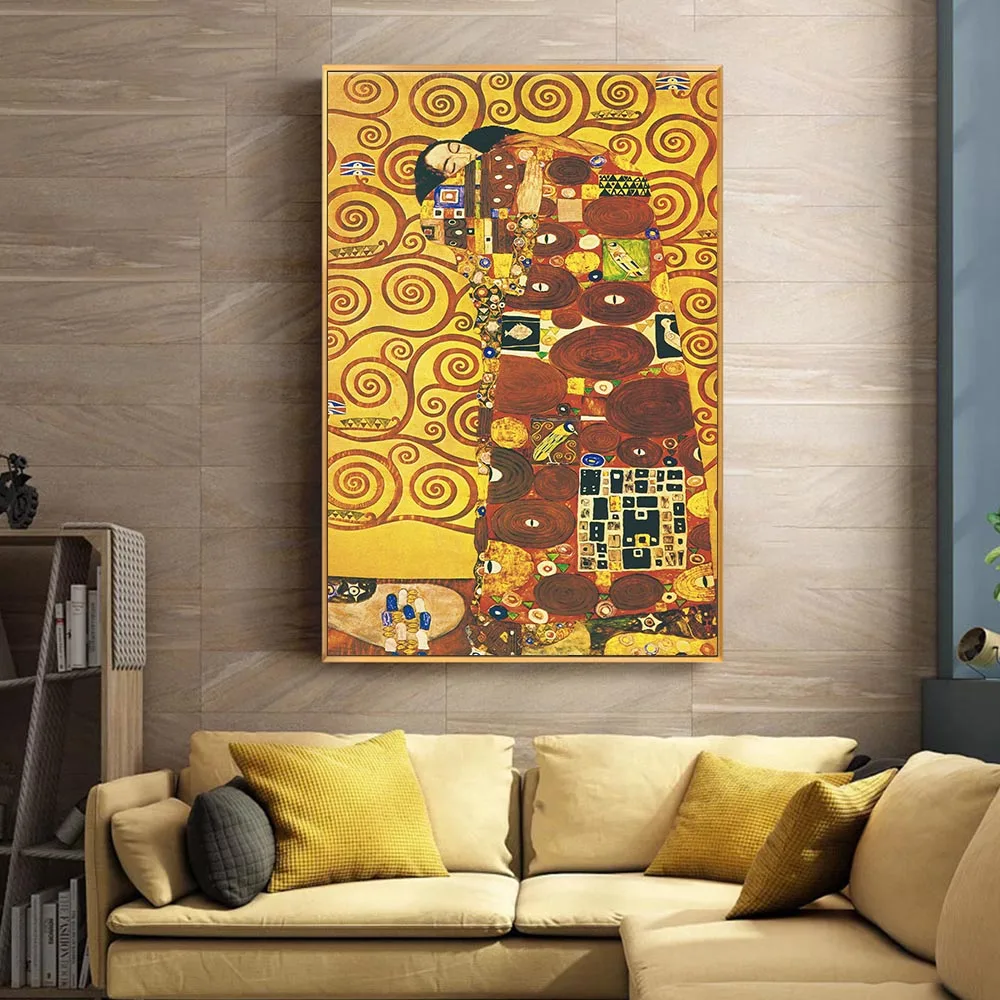 High quality hand painted wall designs kiss art  reproduction oil painting