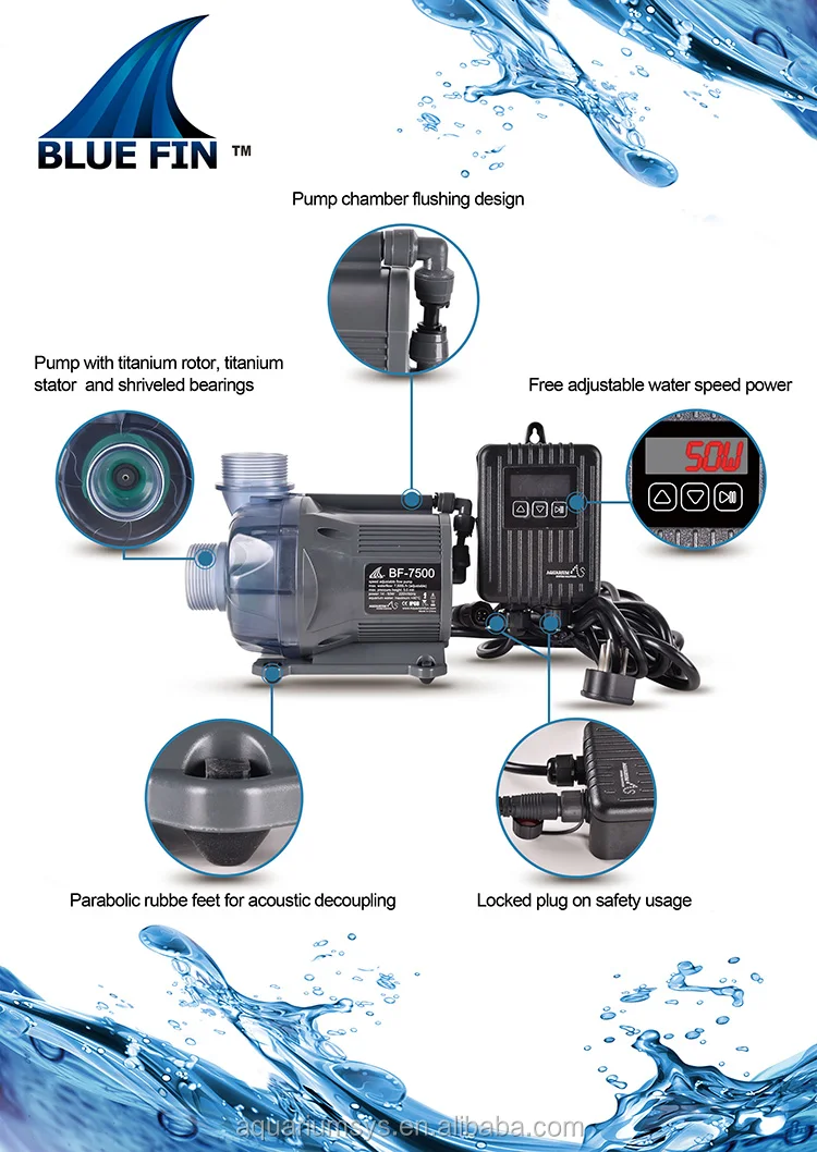 A.S. high efficiency BlueFin Pump Super Silence With Flushing Design Marine Reef aquarium Variable Frequency Pump