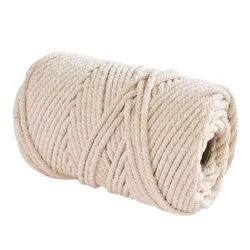 Wholesale natural 6mm twisted  macrame cotton cord 6mm  for DIY tapestry