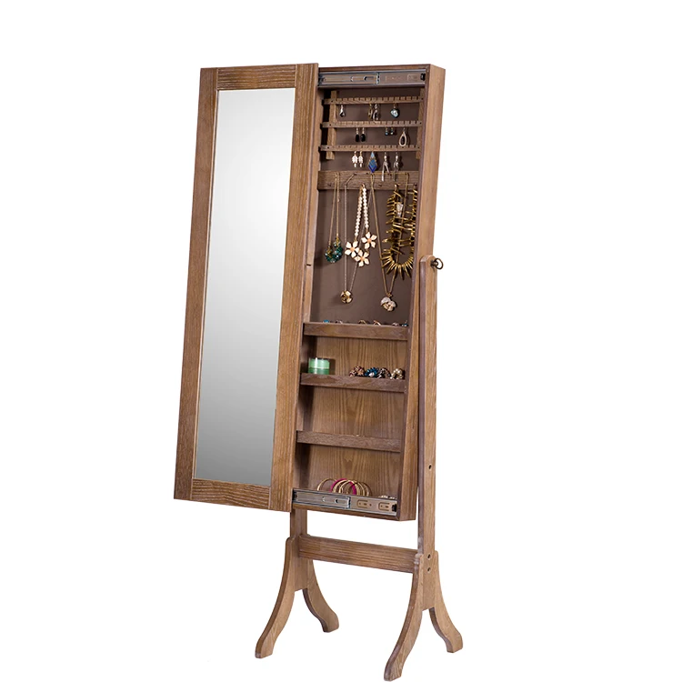 
Custom Design Elegant Floor Standing Mirror Jewelry Cabinet 