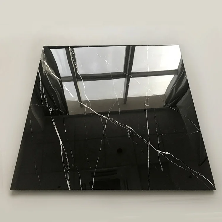 Best Price Marble Look Black and white 24x24 32x32 Glazed Polished Porcelain Floor Tile