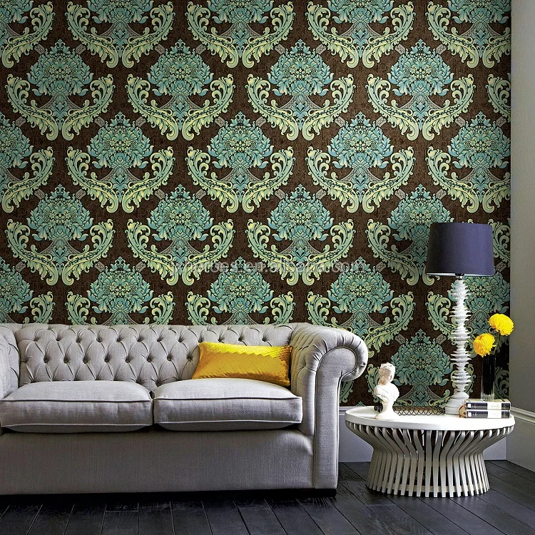 Classic European Flower Style Decorative Design Deep Embossed Vinyl Wallpaper